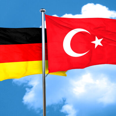 German flag with Turkey flag, 3D rendering