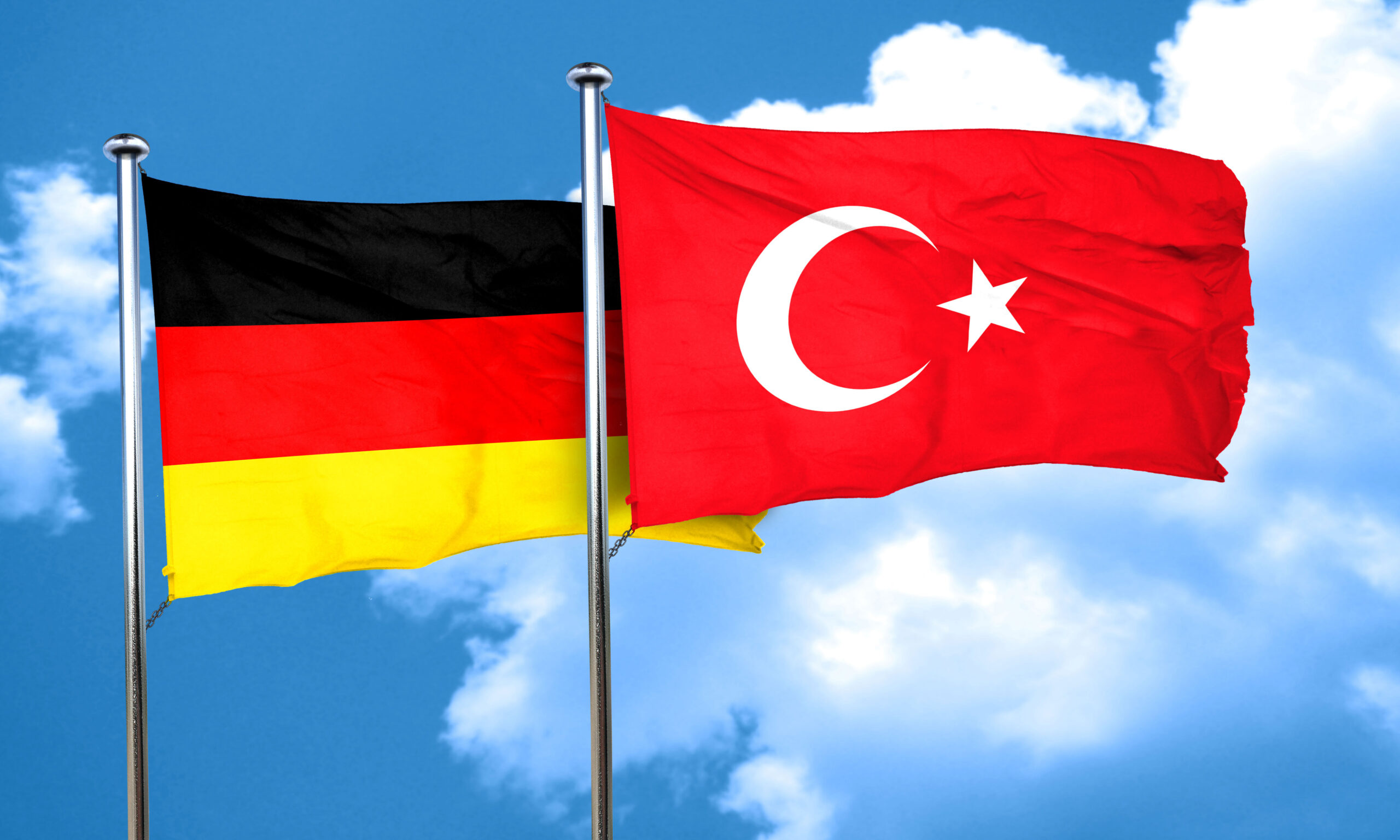 German flag with Turkey flag, 3D rendering