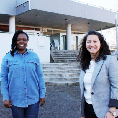 Photo of Dr Sarah Mansour from the Cairo University in Egypt and Dr Adekemi Omotubora from the University of Lagos in Nigeria. 