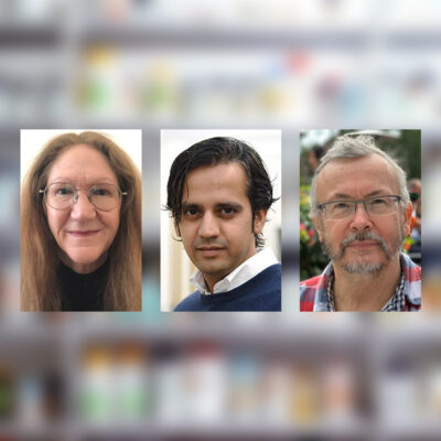 Fotos der Leiter:innen des Symposiums zur multimodalen Rhetorik in der Online-Medienkommunikation, von links: Professorin Dr. Kay O'Halloran von der University of Liverpool, Professor Dr. Mehul Bhatt von der Örebro University und Professor Dr. John Bateman von der Universität Bremen.